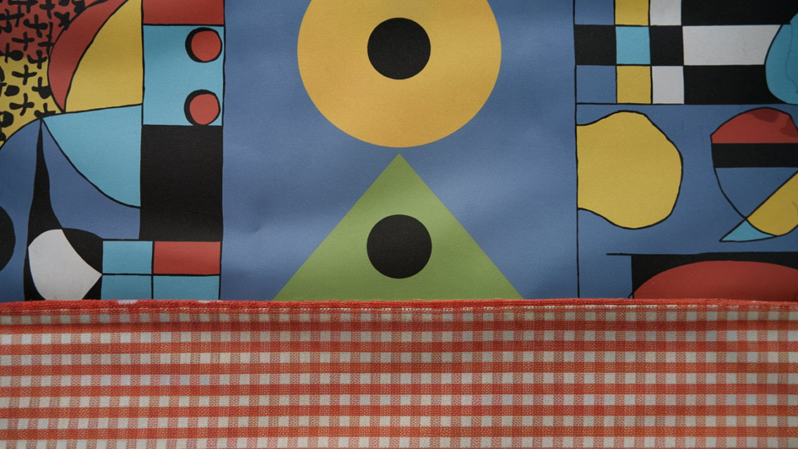 “Gingham Fabric Miro Lithograph on Cloth: A Perfect Mix of Art and Pattern”